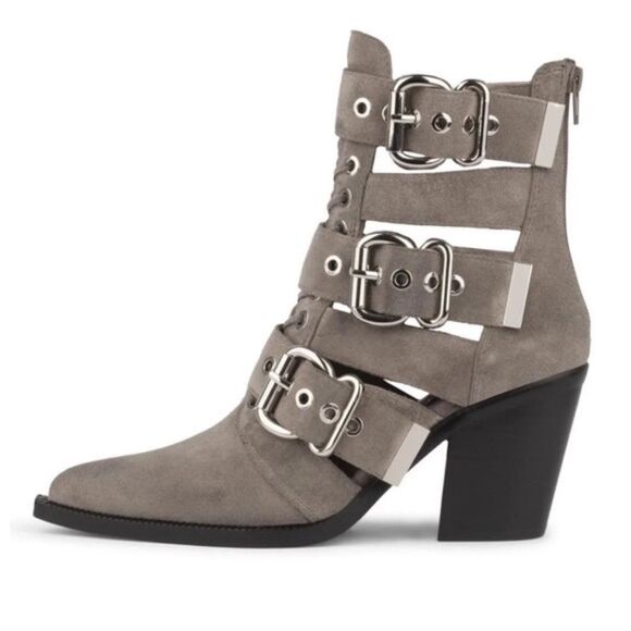 Jeffrey Campbell Caceres Taupe Suede Strappy Booties Sz 9.5 - Picture 1 of 8